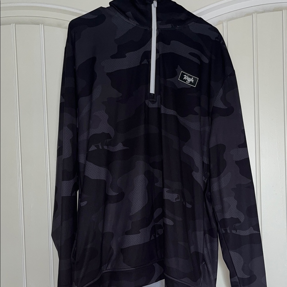 Mens Waggle Black and Gray Camo Pullover Hoodie